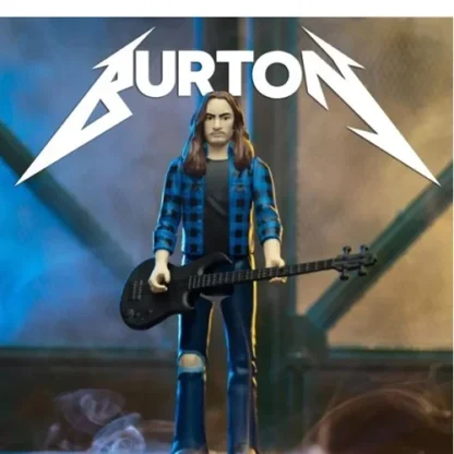 Action Figures Cliff Burton com baixo com fundo metallica